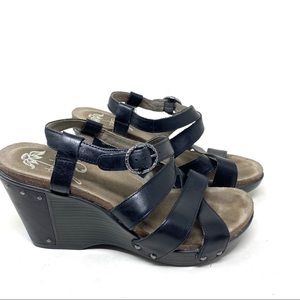 Dansko frida black wedge sandals 39 8.5-9